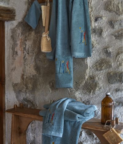 Passe-montagne set of bath linen bleu