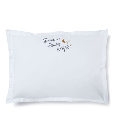 Embroidered pillow case Dans de beaux draps lune