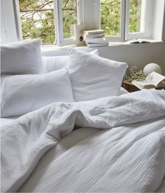 White set of bed linen Gaze de coton