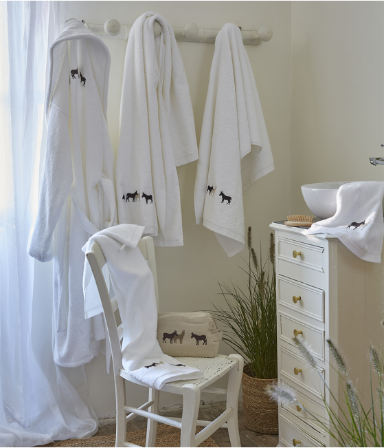 White set of bath linen RDV au pré blanc