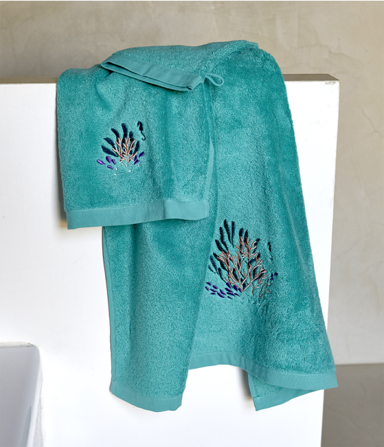 Ocean aqua color set of bath linen