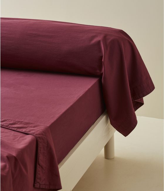 Bolstercase percale lavée Prune