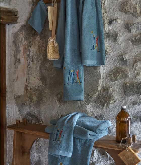 Passe-montagne set of bath linen bleu