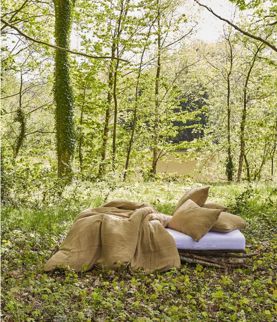 Cotton gauze set of bed linen vert lichen