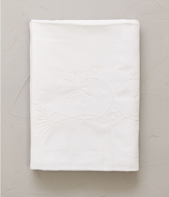 White foral flat sheet Séraphine