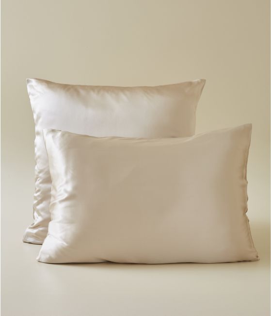 Beige silk satin pillowcase