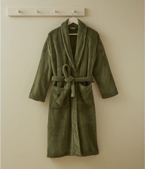 Khaki green polar dressing gown