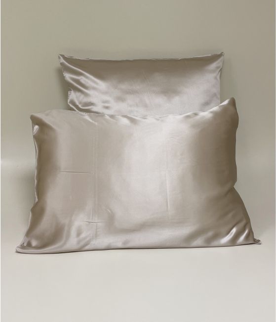 Beige silk satin pillowcase