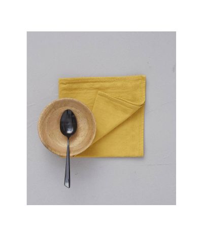 Serviette de table damassée Eloges jaune curry