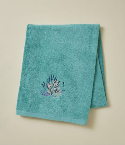 Drap de bain brodé  100x150 Océan aqua