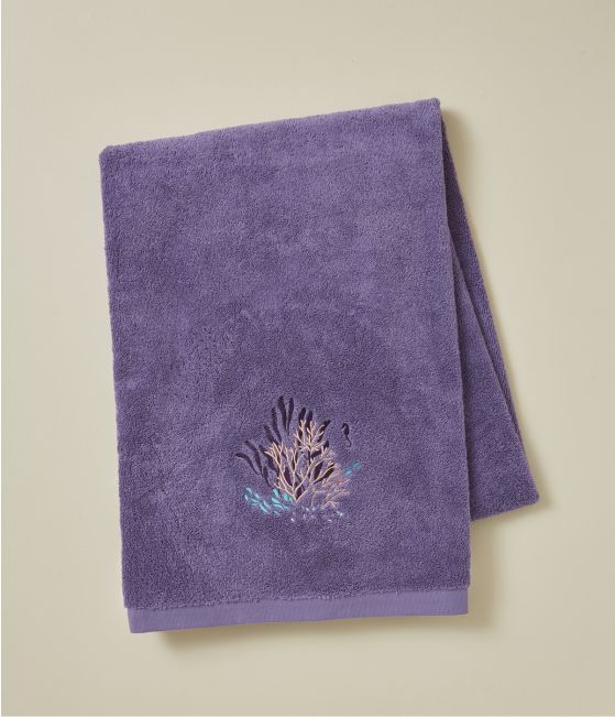 Drap de bain brodé 100x150 Océan violet