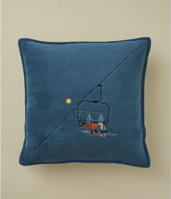 Housse de coussin polaire Passe-montagne bleu