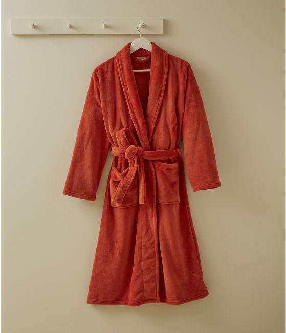 Robe de chambre polaire orange bruni