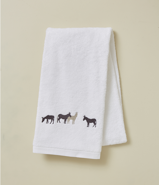 Drap de douche brodé 70x140 RDV au pré blanc