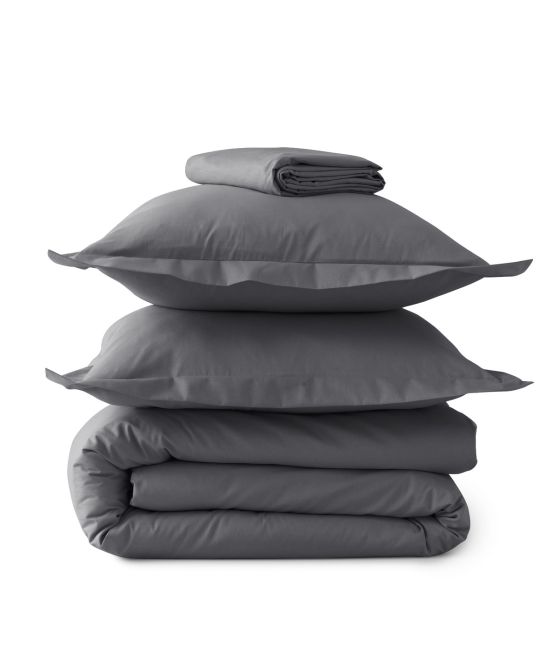 Drap housse percale gris basalt