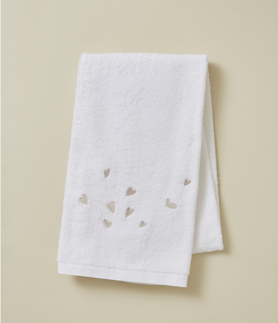 Drap de douche brodé 70x140 Jolis coeurs