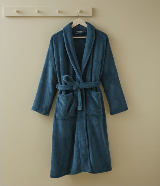 Robe de chambre polaire bleu pétrole