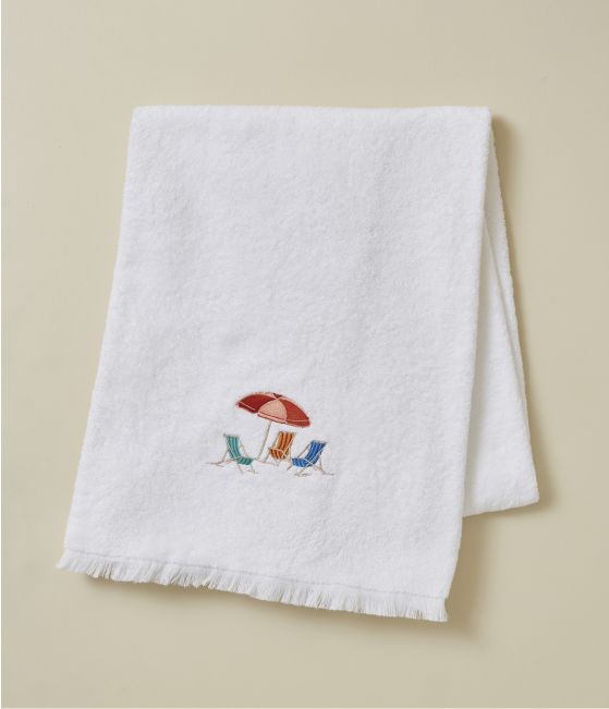 Drap de bain brodé 100x150 Plein soleil blanc